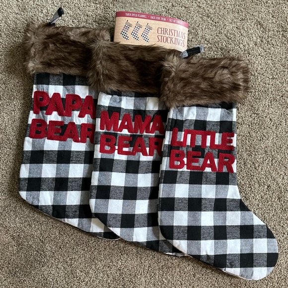 Saks Fifth Avenue Other - New 3 Stockings- mama bear, papa bear, little bear Christmas farmhouse